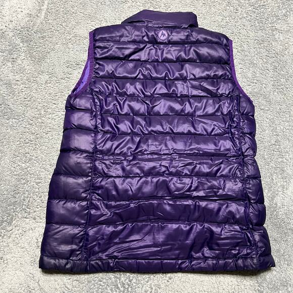 Marmot Down Puffer Vest Womens Medium 800 Fill Purple Jacket Full Zip Mock Neck - Picture 3 of 7